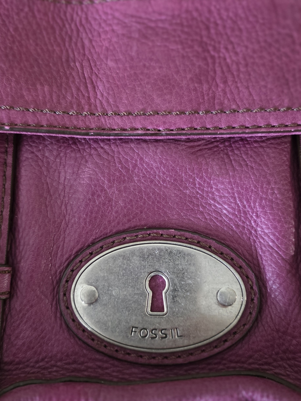 Fossil Raspberry Leather Crossbody with Key Charm - Picture 2 of 7